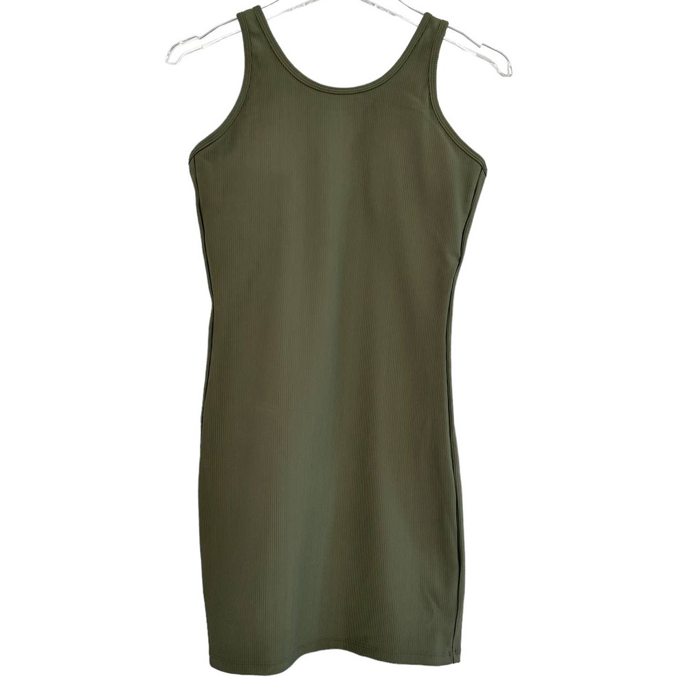 Halara The Midi Dress Moss Green Women M Back Cutout Bodycon Sleeveless Stretch